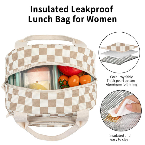 OYLOLA lunch bag front pocket keeps snacks and utensils organized.