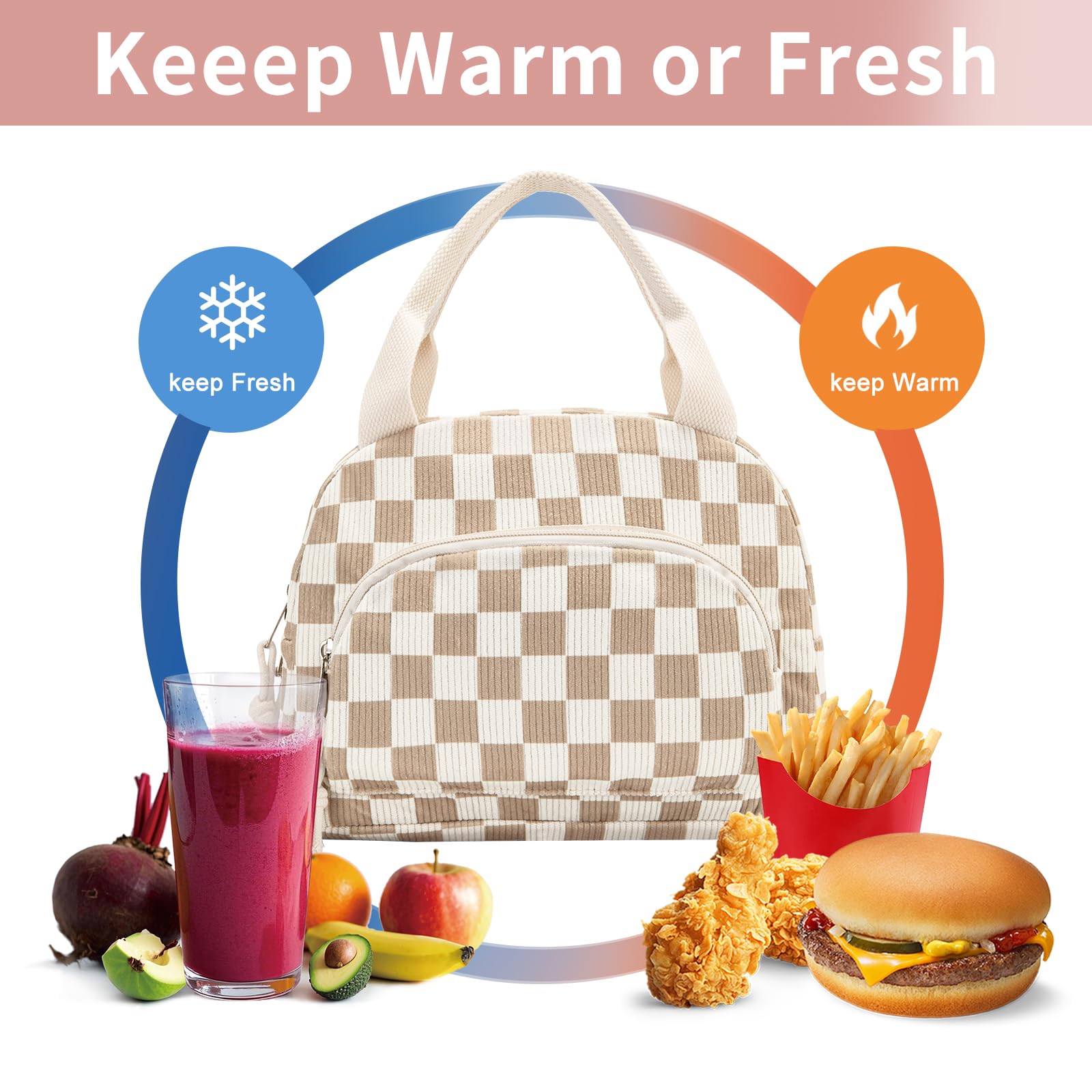 OYLOLA lunch bag reinforced handle close-up for durable daily use.