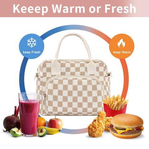 OYLOLA lunch bag with detachable strap for tote or crossbody carry
