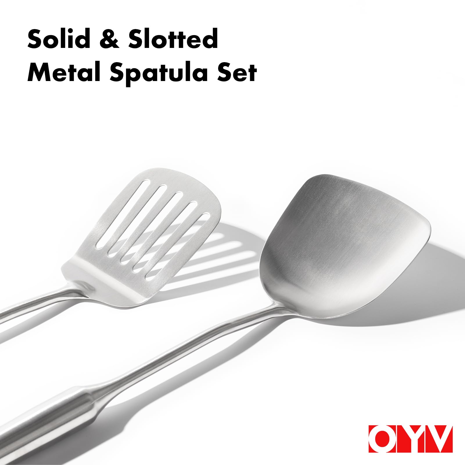 OYV spatula with one-piece design for seamless cleaning and minimal residue.