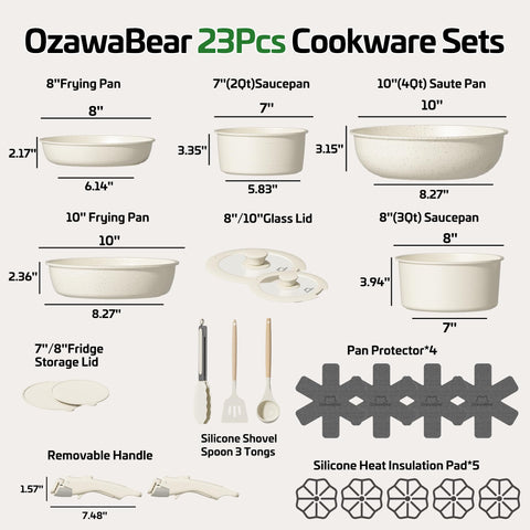 OzawaBear detachable handles for compact storage in small kitchens and RVs