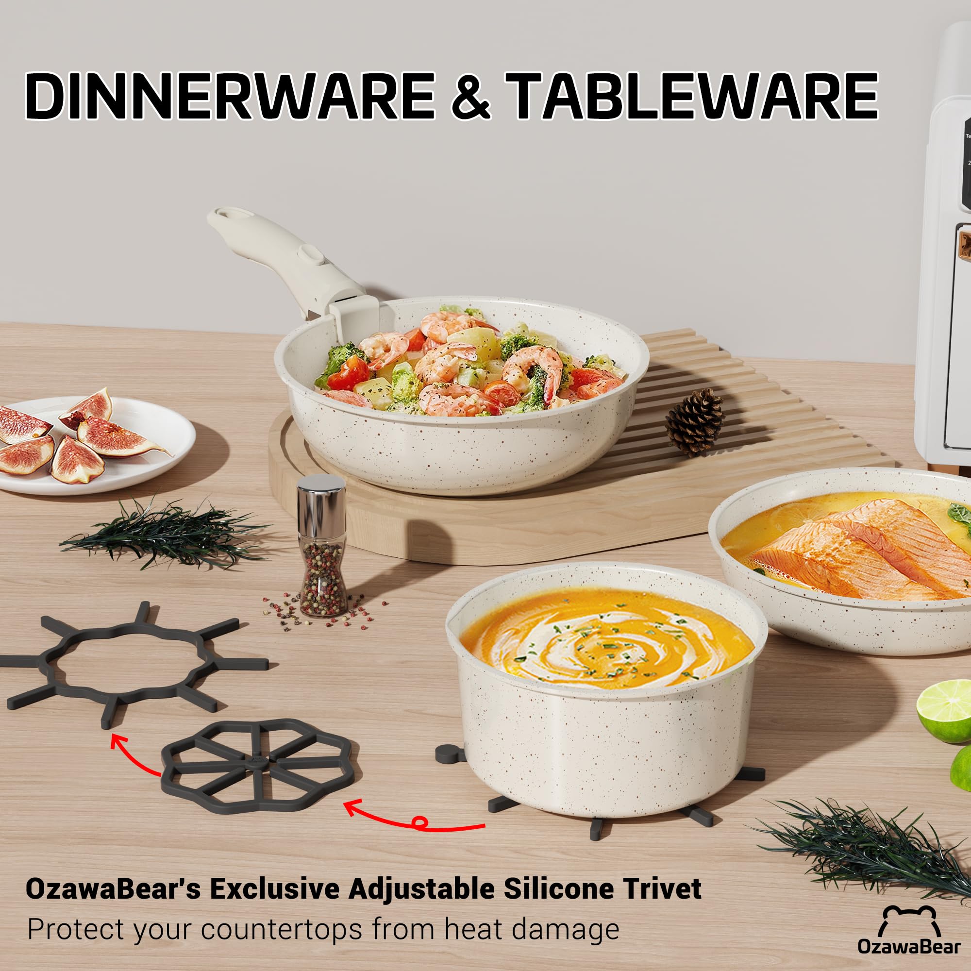 OzawaBear easy clean ceramic nonstick surface reduces sticking and washing