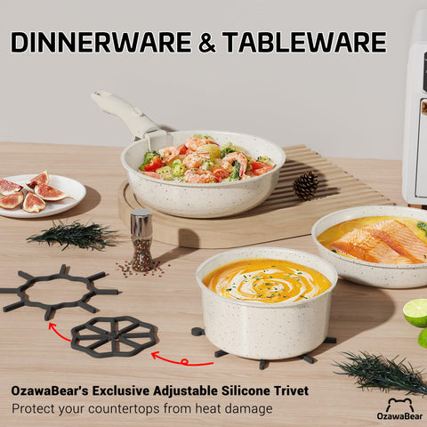 OzawaBear easy clean ceramic nonstick surface reduces sticking and washing