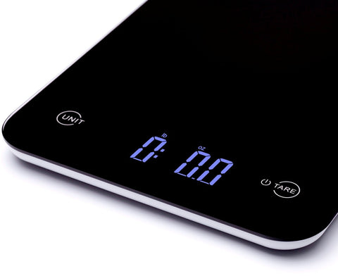 Ozeri Touch shows weight using four sensors for reliable accuracy.