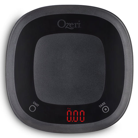 Ozeri Touch tare button highlight facilitates net ingredient weight.