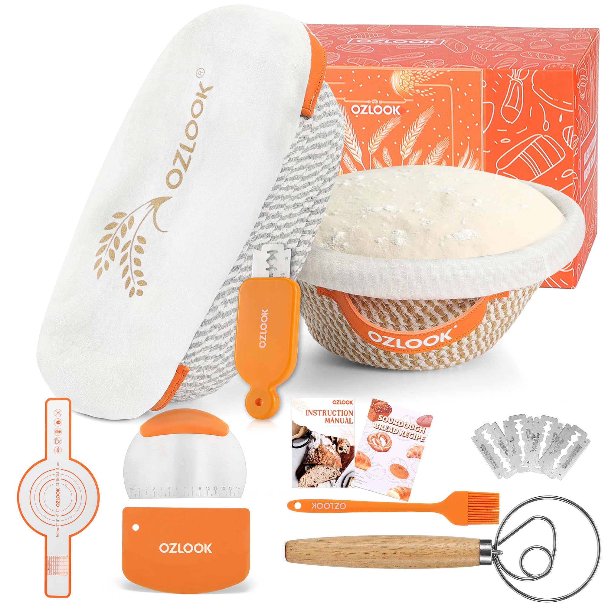 OZLOOK recipe book and manual included for guided sourdough steps.