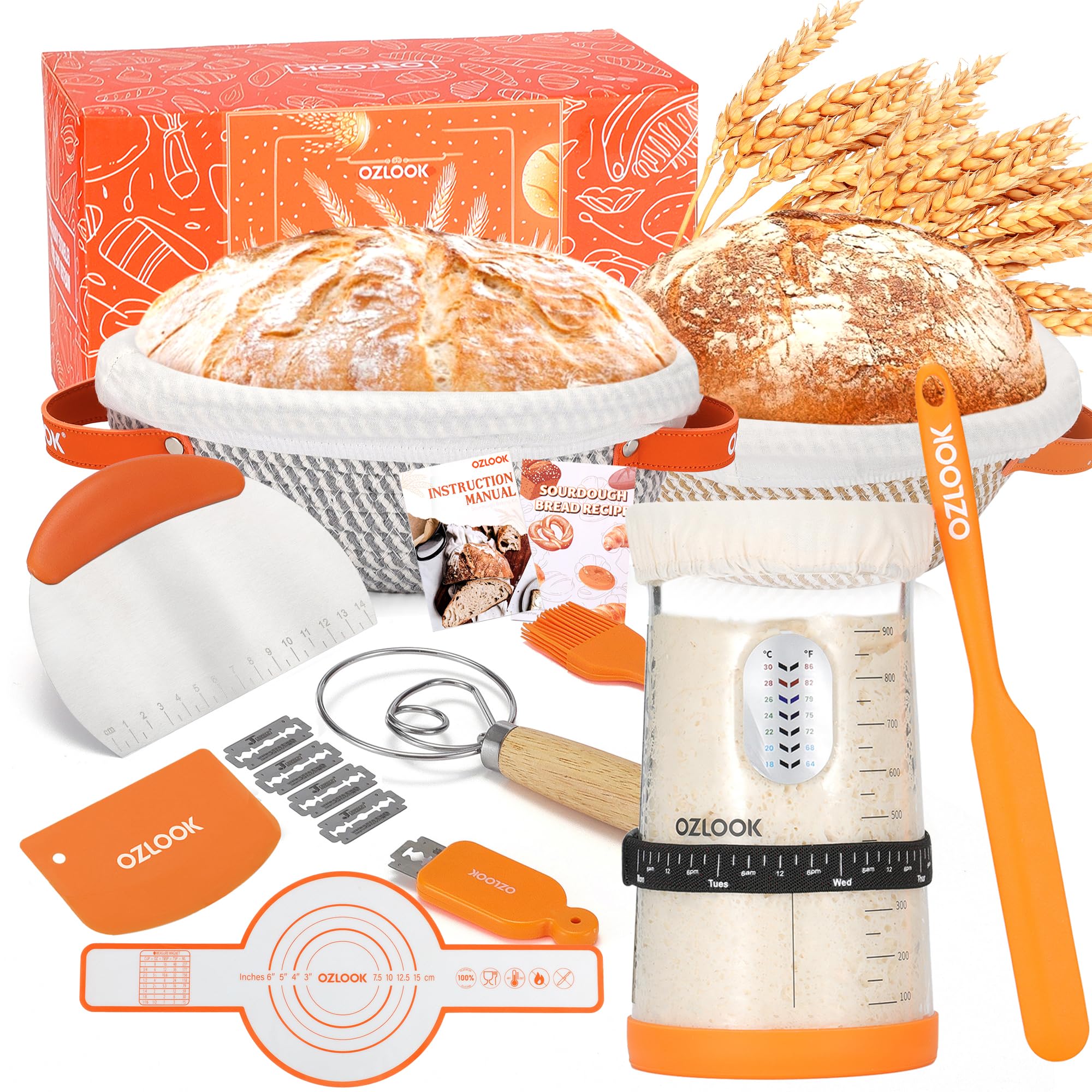 OZLOOK Sourdough Starter Kit box with tools for beginners and pros