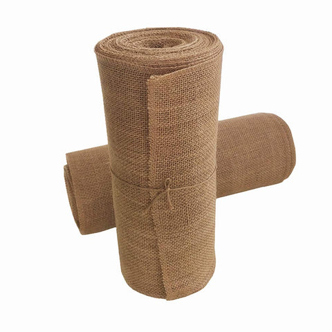 OZXCHIXU jute burlap table runner on a rustic wedding table for warm charm