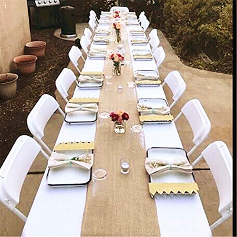 OZXCHIXU jute burlap table runner with serged edge for a clean finish
