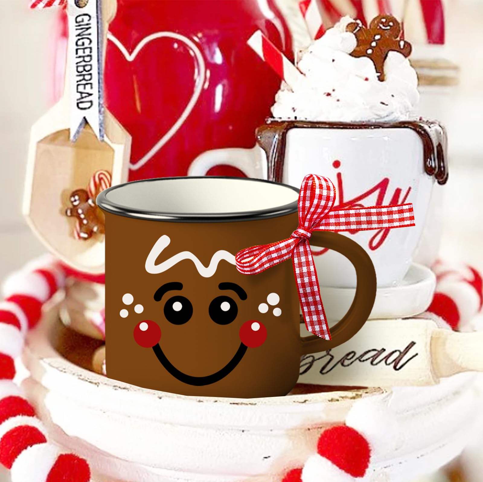 Gingerbread motif from Paayna adds warmth to kitchen shelves and mantels.