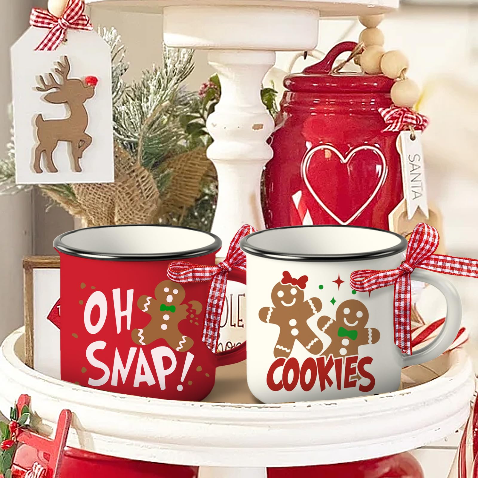 Vibrant red and brown palette enhances winter coffee moments with seasonal charm.
