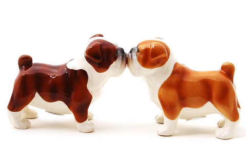 Pacific Giftware Bulldogs salt pepper shaker set on kitchen counter, ideal for stylish seasoning and entertaining.