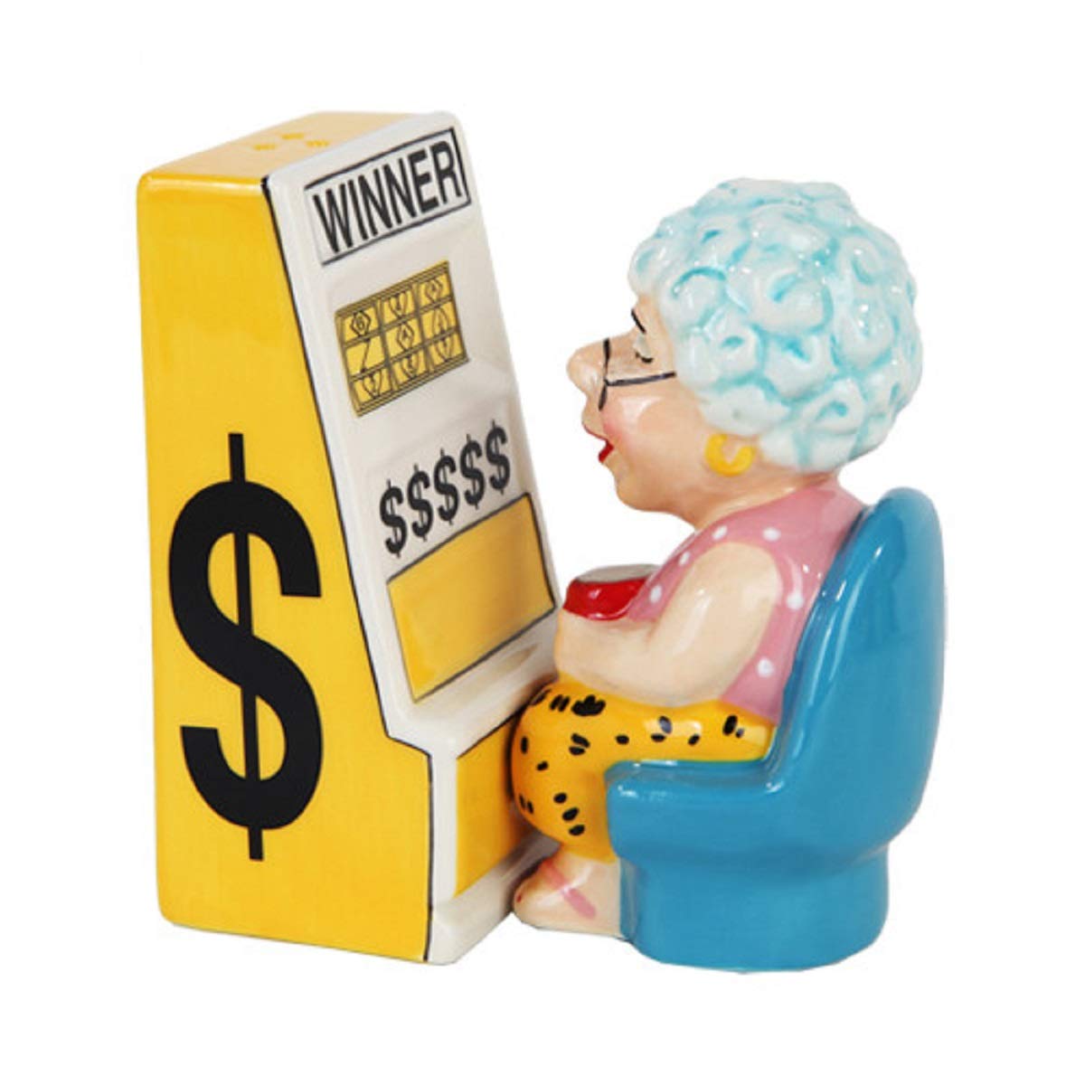 Pacific Giftware casino slots machine queen salt and pepper shaker set for entertaining tables.