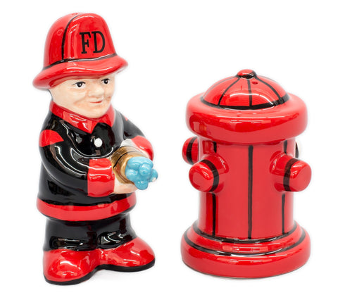 Ceramic fireman salt and pepper set by Pacific Giftware adds playful decor and convenience.