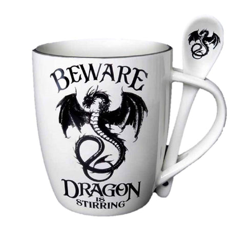 Pacific Giftware dragon-stirring mug close-up for cozy tea moments.