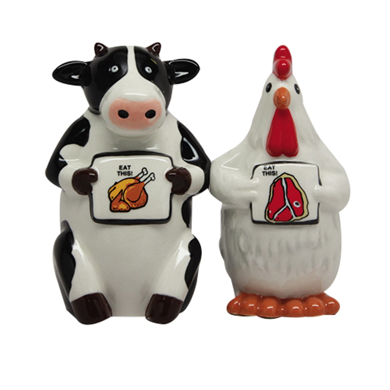 Pacific Giftware Eat Chicken Eat Beef salt and pepper shaker set for stylish table seasoning