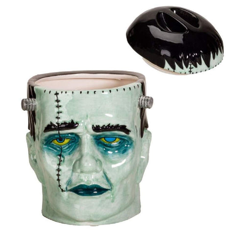 Pacific Giftware Frankenstein cookie jar side view, a stylish storage solution with whimsical character.