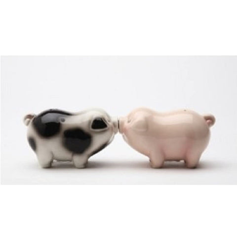 Pacific Giftware Kissing Passion Piggies salt and pepper shakers sit together for a playful table presence.