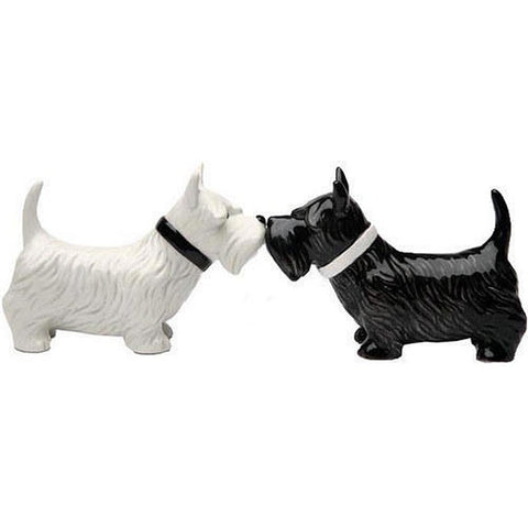 Pacific Giftware Kissing Scottish Terrier salt and pepper shakers, magnetic and ready for display