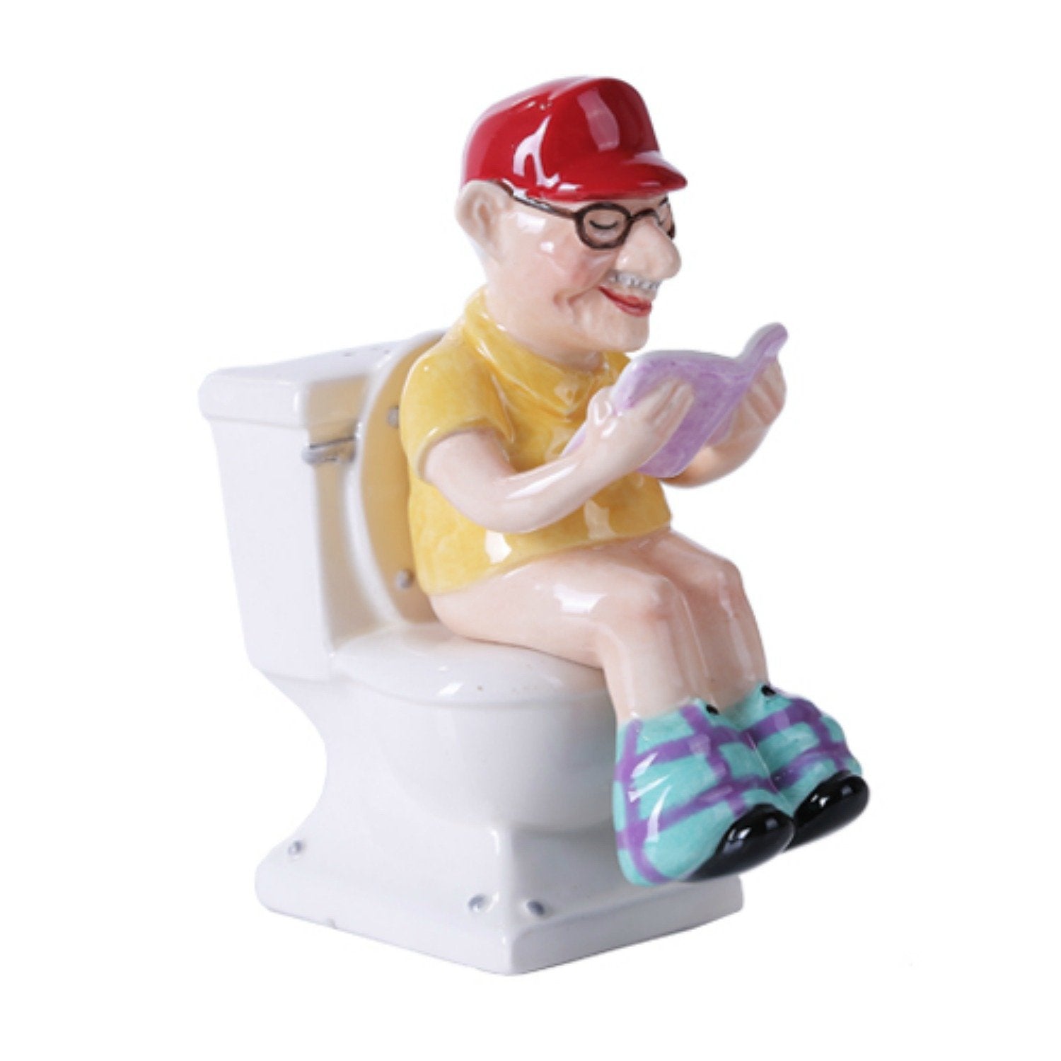 Pacific Giftware Reading Grandpa on Toilet salt and pepper shaker adds whimsy to dining and kitchen