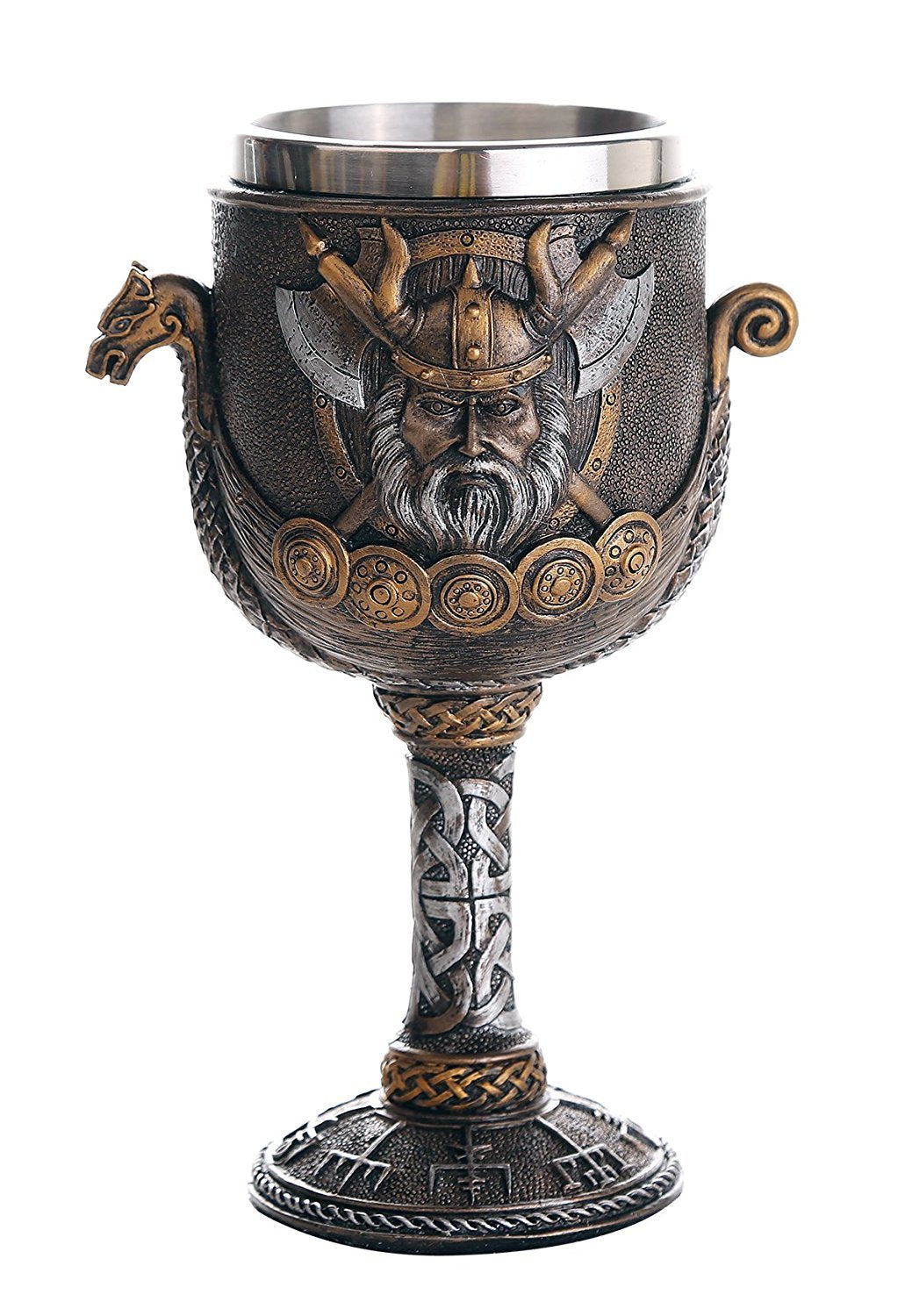 Pacific Giftware Viking Warrior Ship ceremonial chalice for elegant display and 8oz toasting.