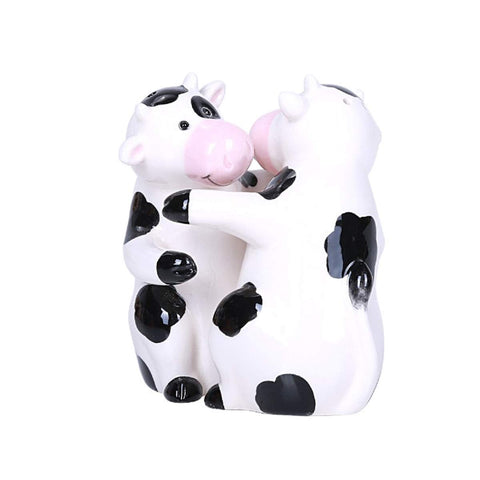 Pacific Giftware Hugging Cows magnetic salt and pepper shakers for stylish, space-saving table seasoning