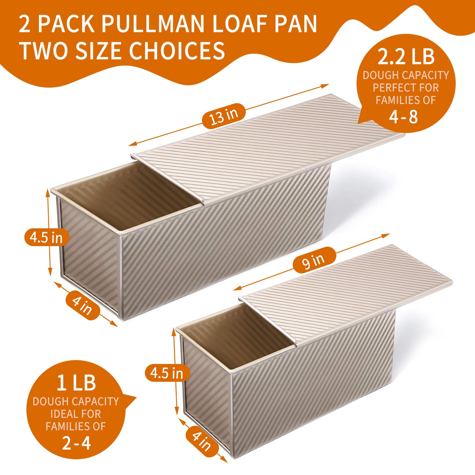 PADELE Pullman loaf pan 9x4 mini with lid for compact loaves and tidy storage