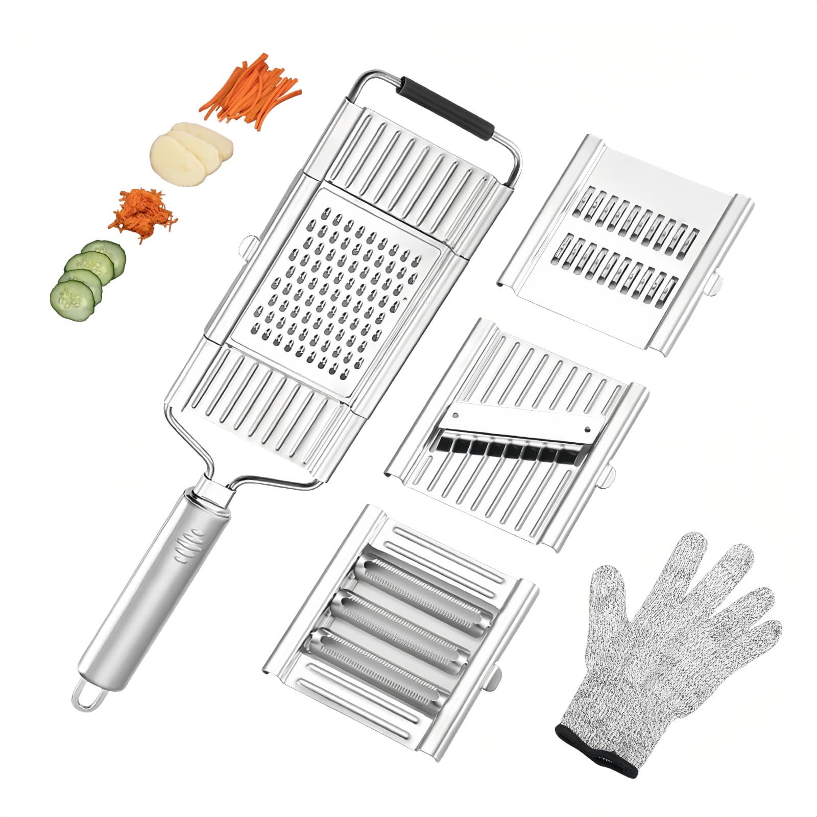 Paddsun 4-in-1 cheese grater with interchangeable blades for easy zesting and grating.