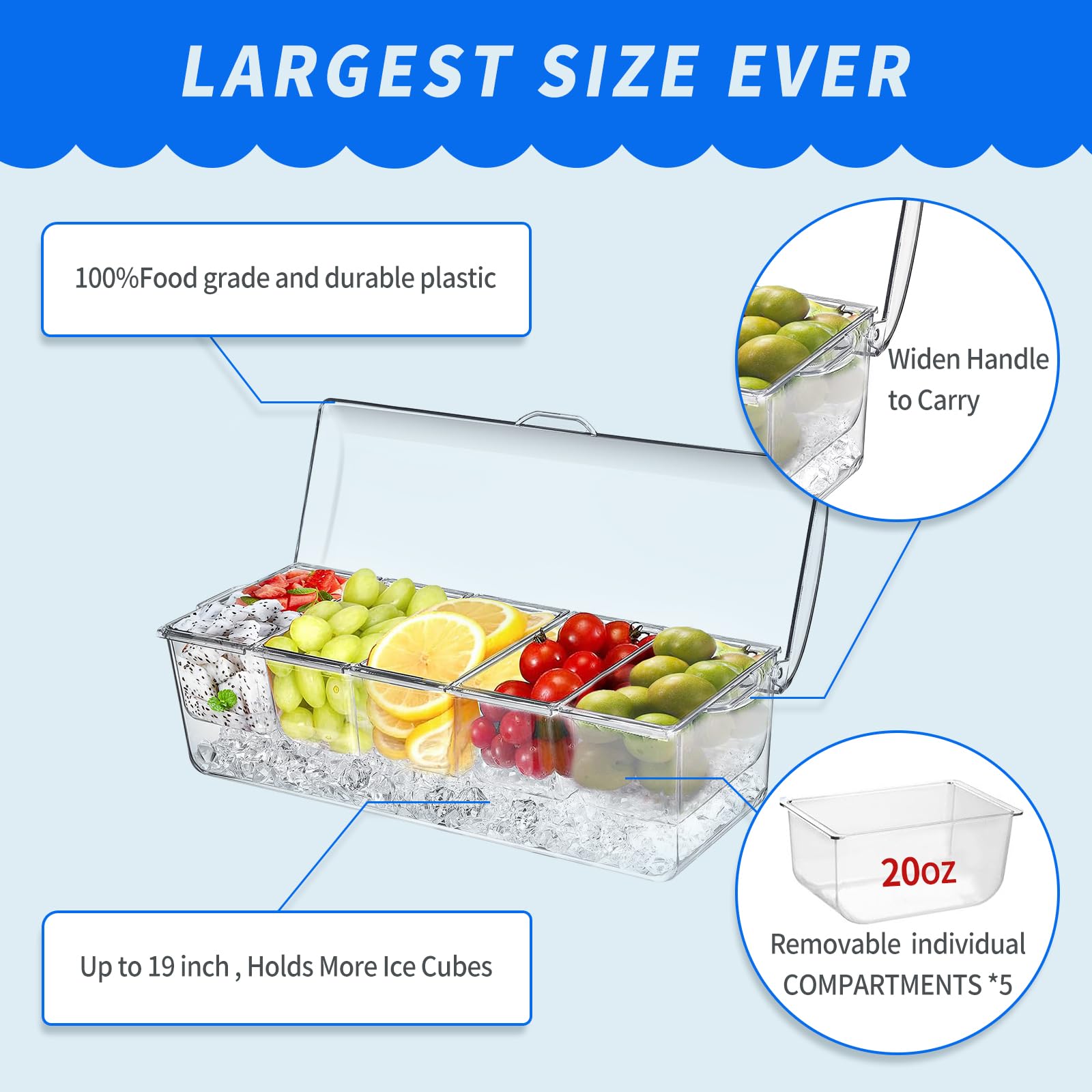 PADELE BPA-free PS plastic design highlights clear view of contents for easy selection.
