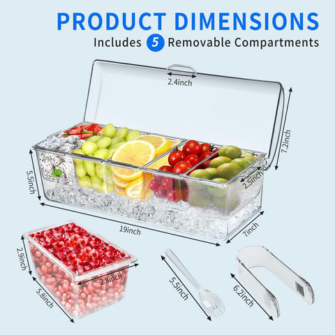 PADELE five removable compartments shown for versatile serving of sauces and snacks.