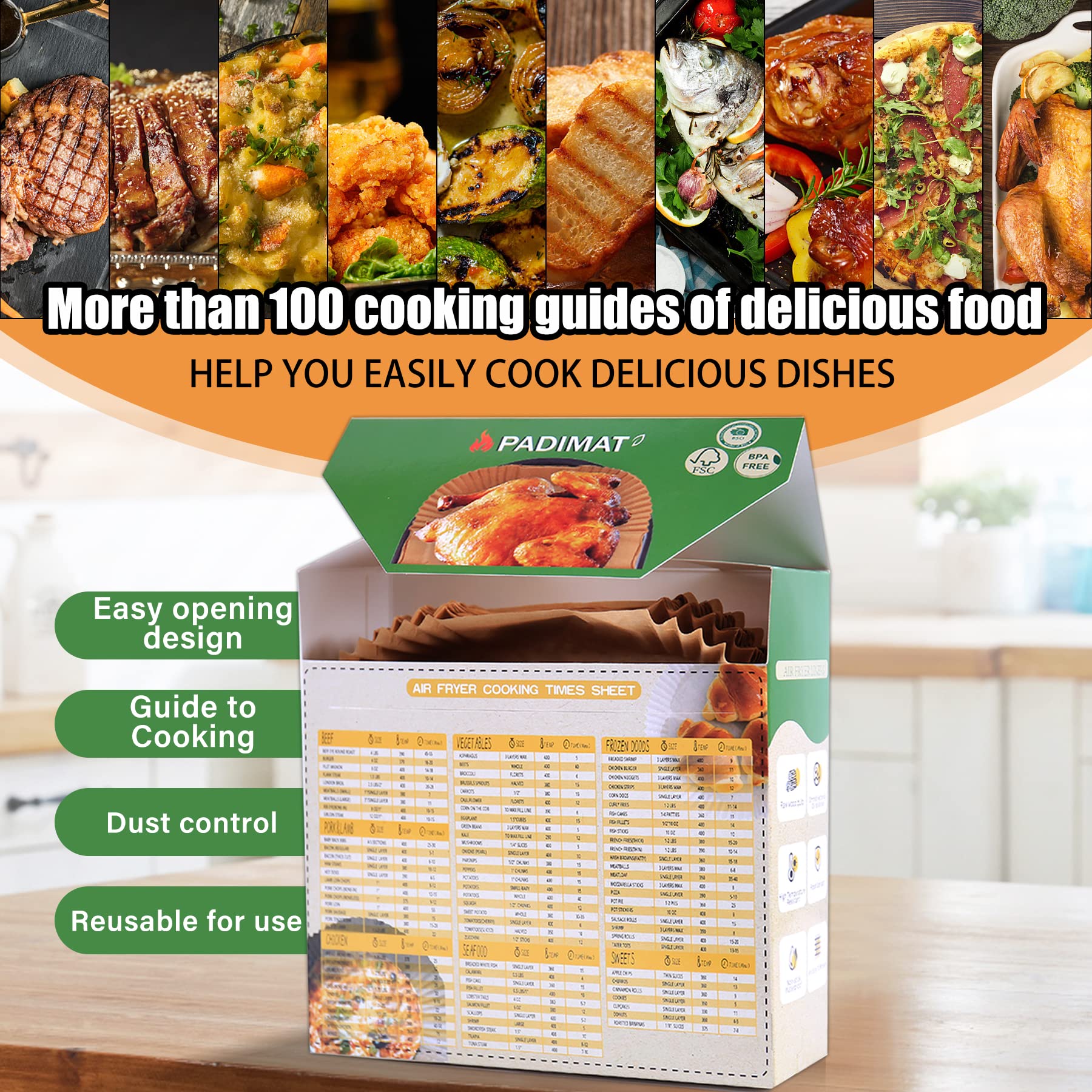 Close-up of PADIMAT food-grade material for safe, non-stick performance.