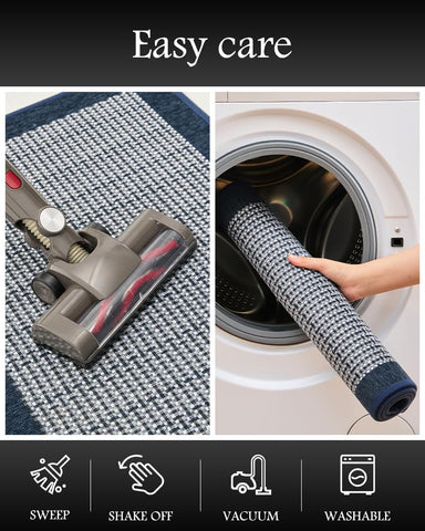 PADOOR blue kitchen rug fits hallways and entryways with style.