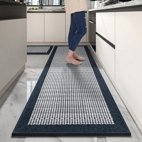PADOOR 2.5x6 blue runner rug offers warmth and safe footing.