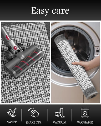 PADOOR flat-weave rug resists dirt and cleans quickly.