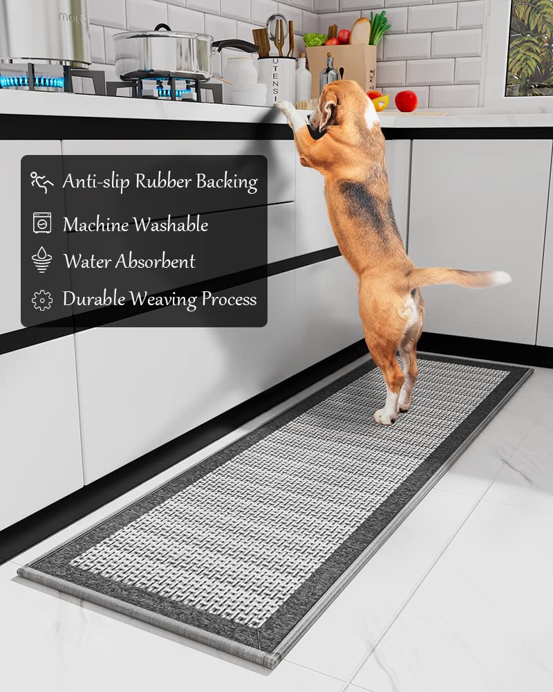 PADOOR rubber-backed mat grips tile and hardwood surfaces securely.