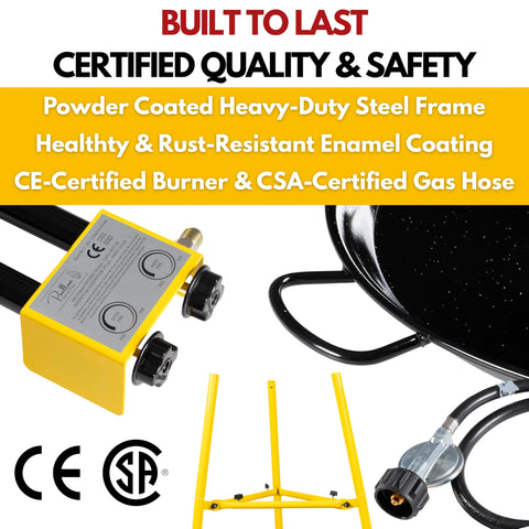 Paelluxe gas hose with regulator ensures safe cooking gas flow.