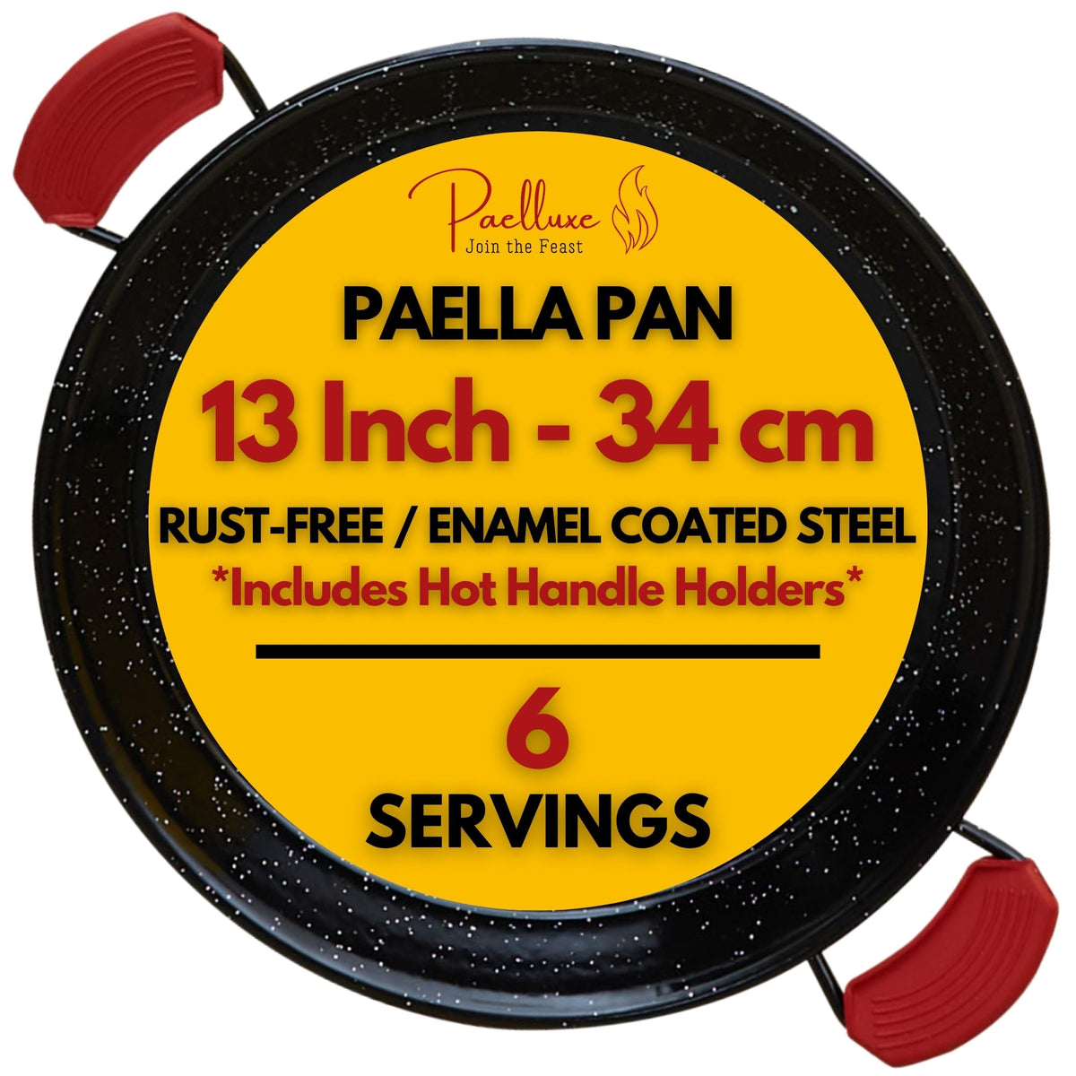 Paelluxe Paella Pan with enamelled surface for rust-free cooking and easy cleanup