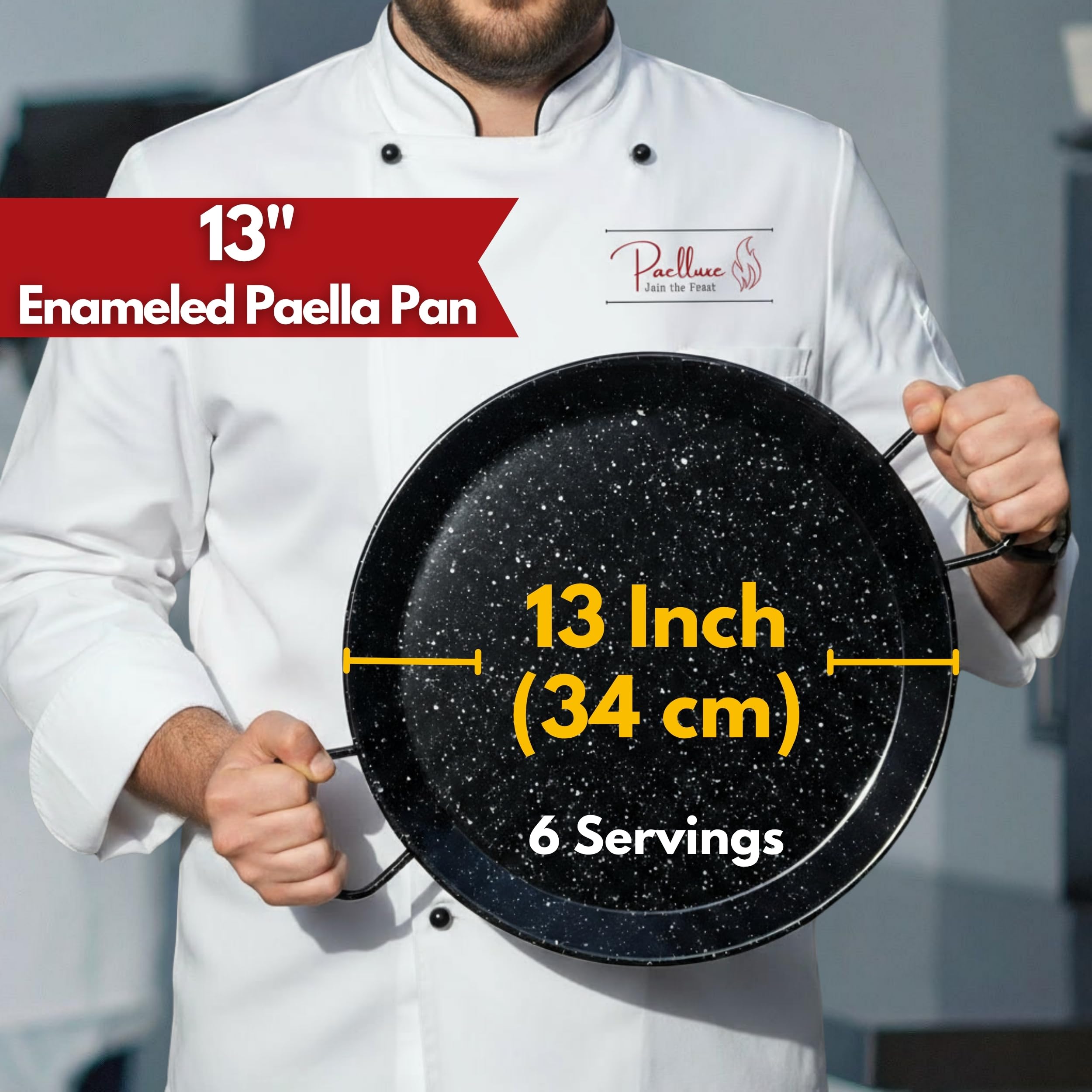 Paelluxe Paella Pan rust-free coating supports durable, long-lasting cooking