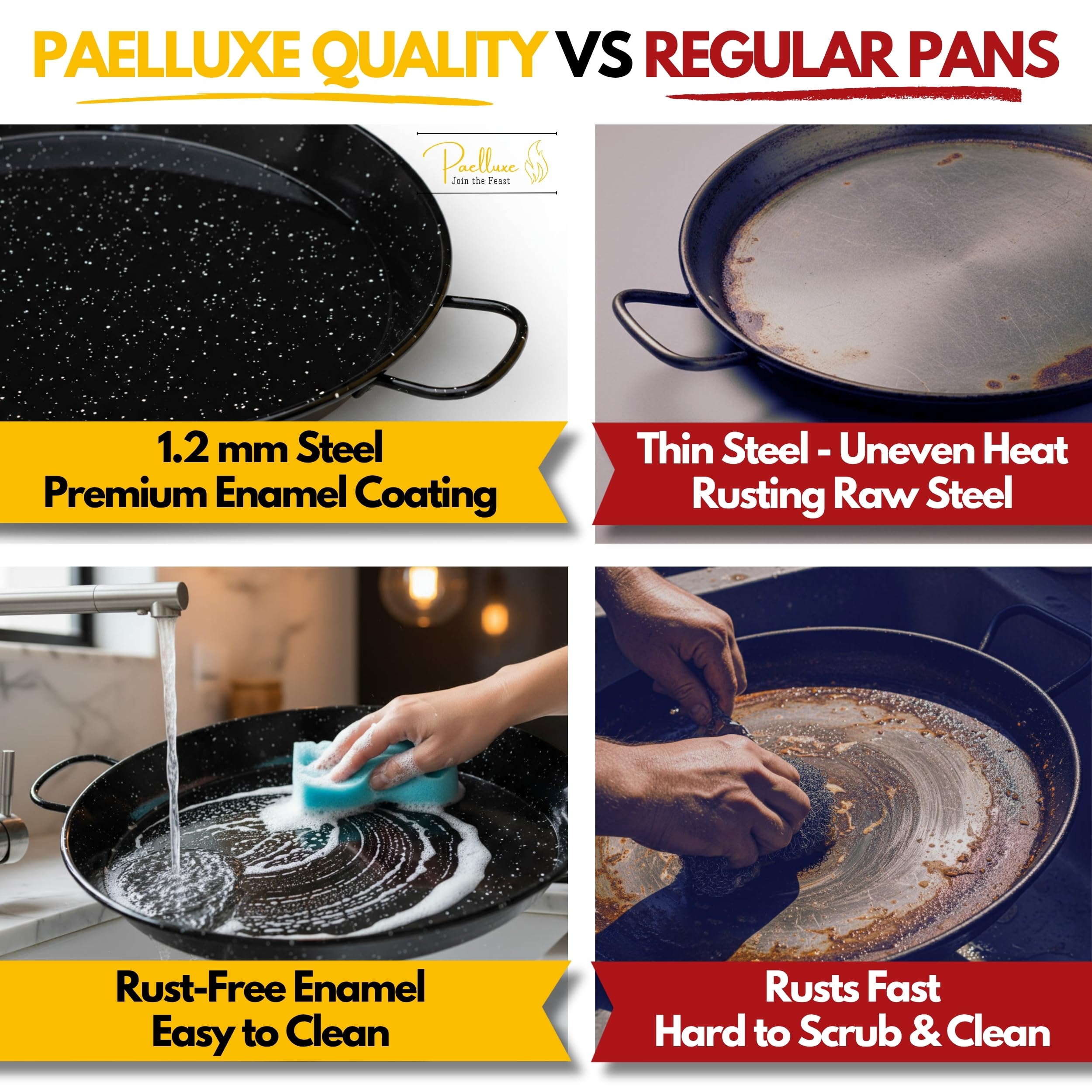 Paelluxe Paella Pan suitable for outdoor fire cooking for gatherings