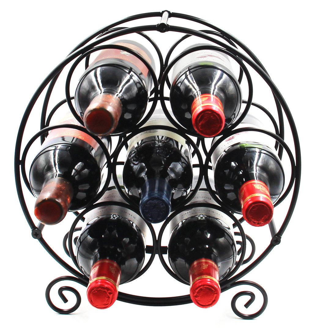 PAG 7-bottle rack top view highlights circular layout suitable for countertops.