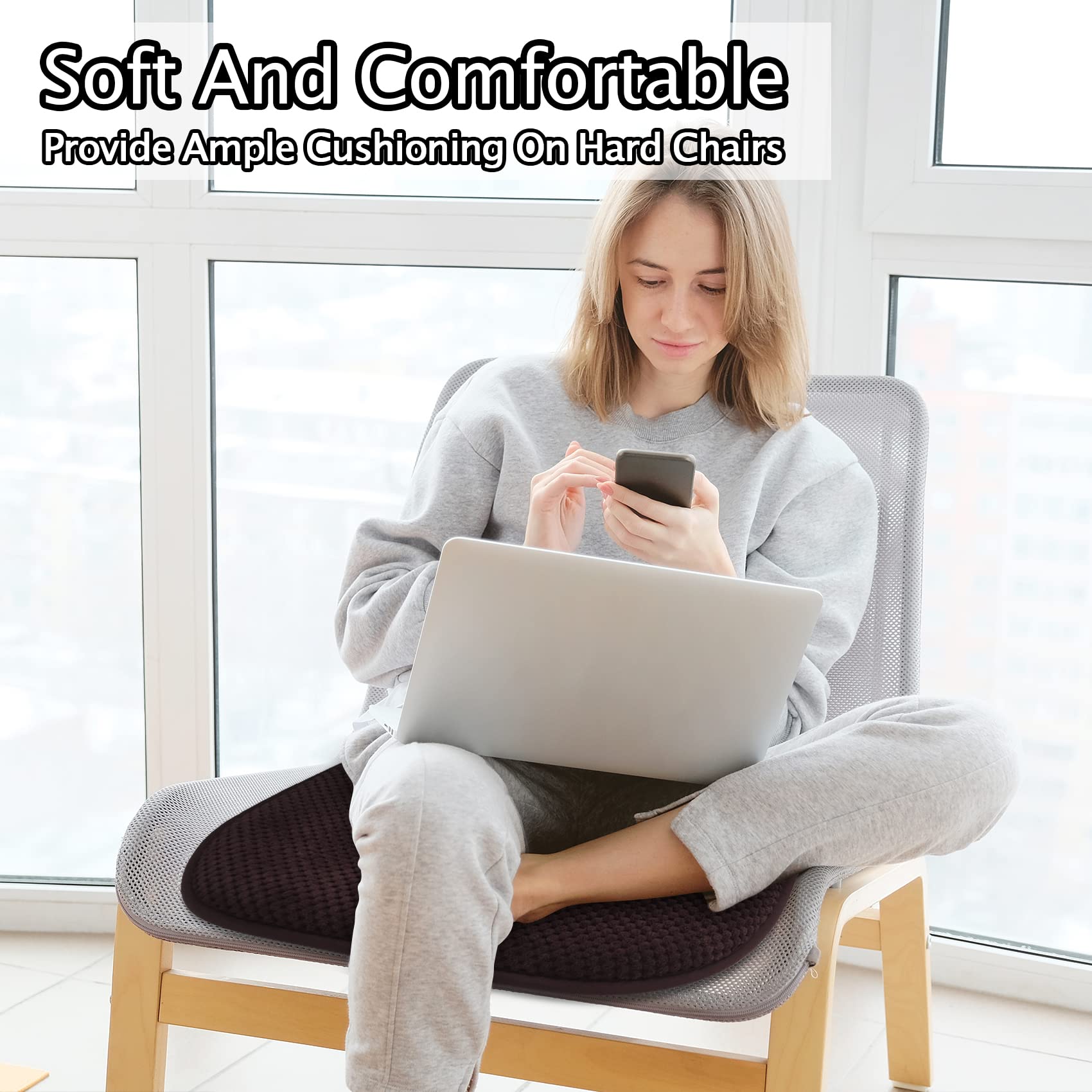 PAGGED 17x15 cushion fits metal or wooden chairs for patio or dining.