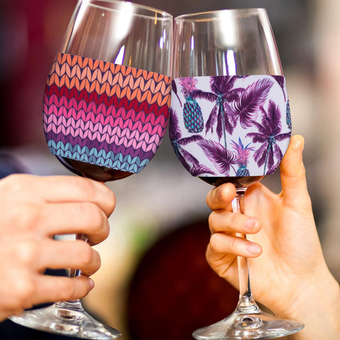 PAGOW wine glass sleeve design 2 with teal gradient keeps beverages cool during gatherings