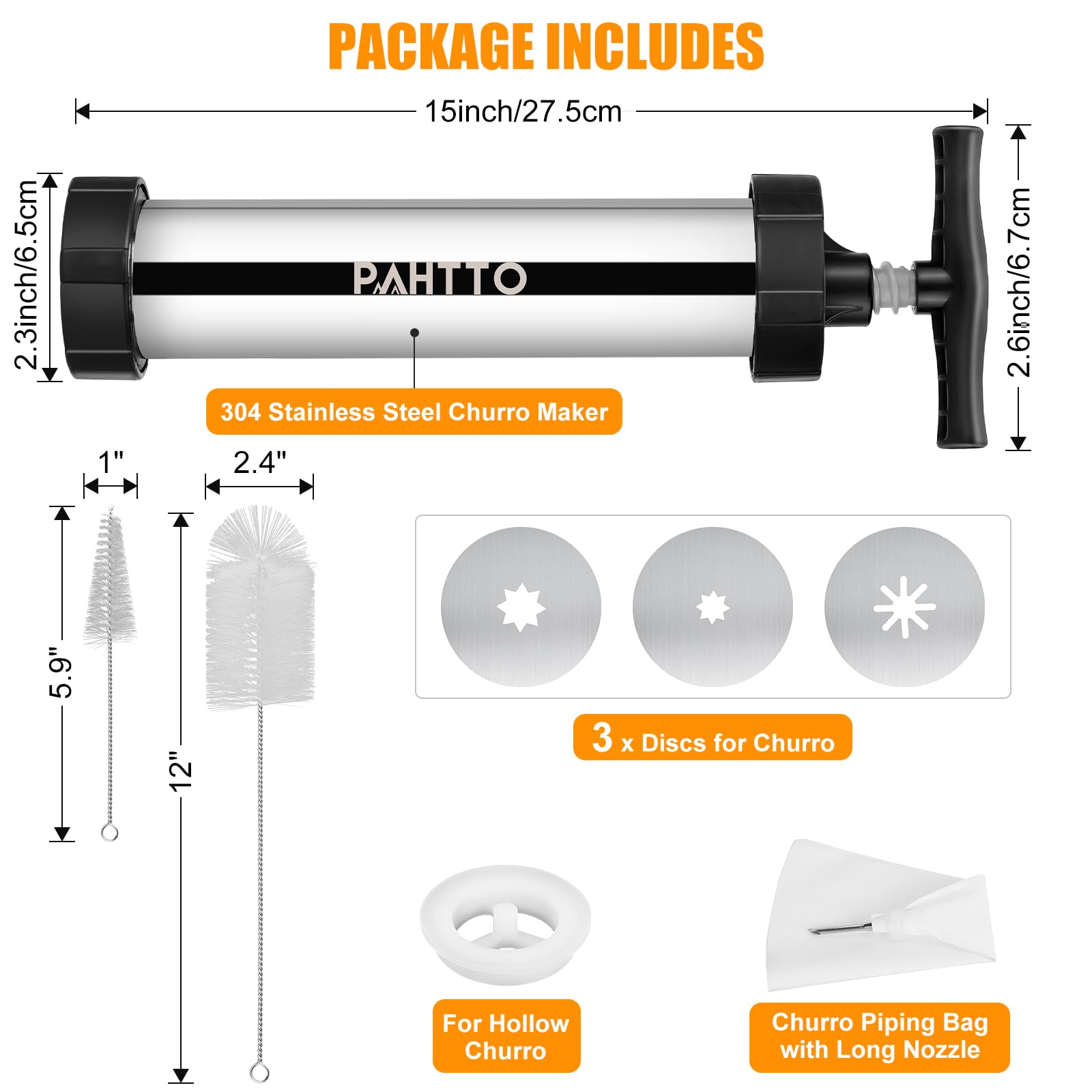 PAHTTO churro maker kit interchangeable discs for different shapes