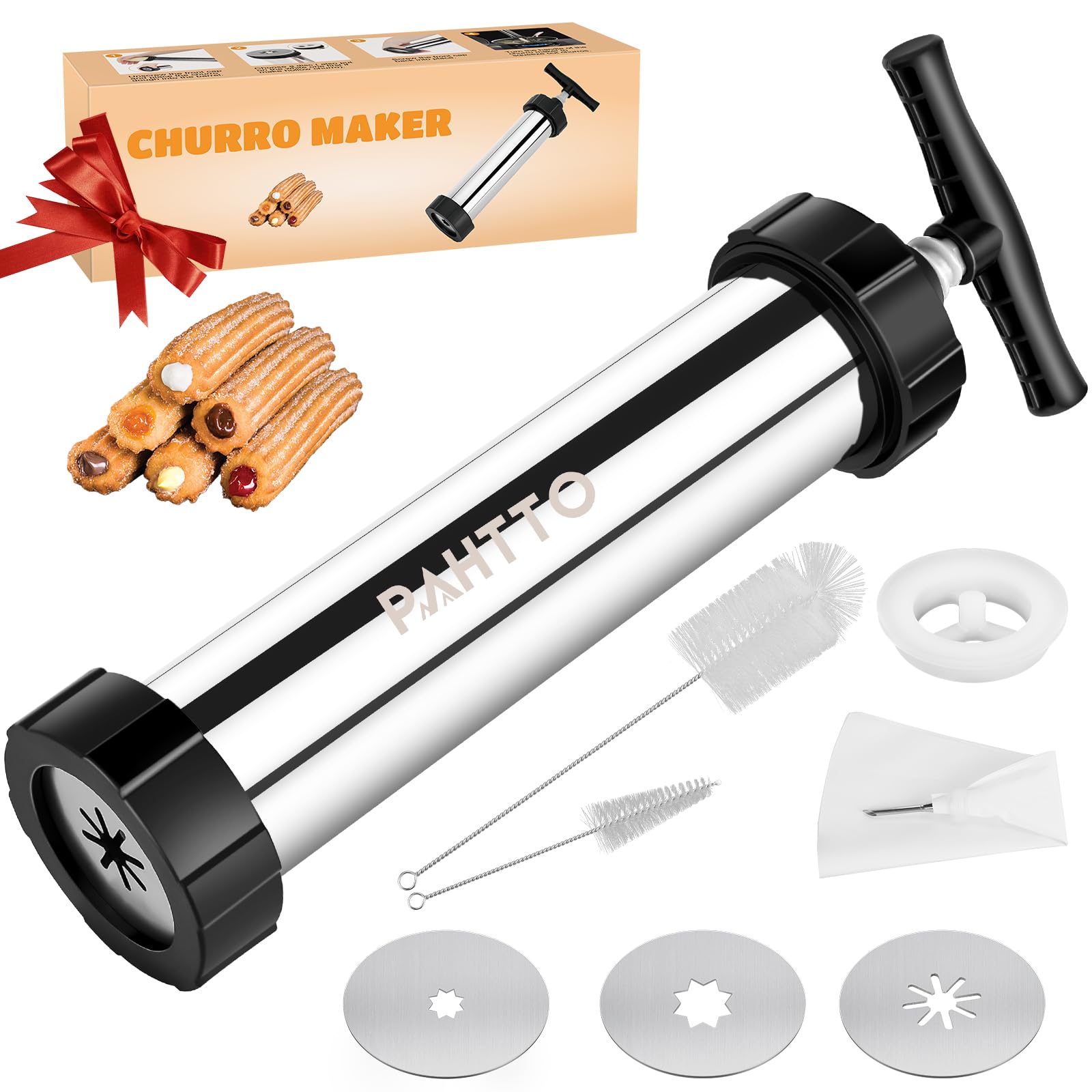 PAHTTO churro maker kit with stainless steel barrel for durable homemade churros