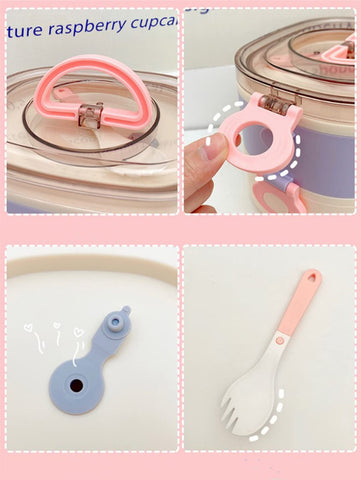 Paidideng Kawaii Bento Box complete set ready for office or gym