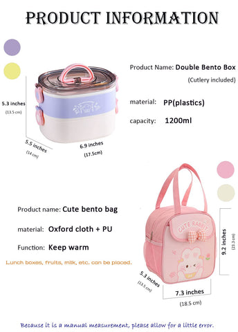 Paidideng Kawaii Bento Box large capacity for hearty meals or fruit