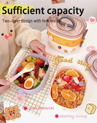 Paidideng Kawaii Bento Box silicone lid seal prevents leaks during transport
