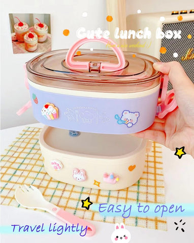 Paidideng Kawaii Bento Box two layers highlighting expanded capacity