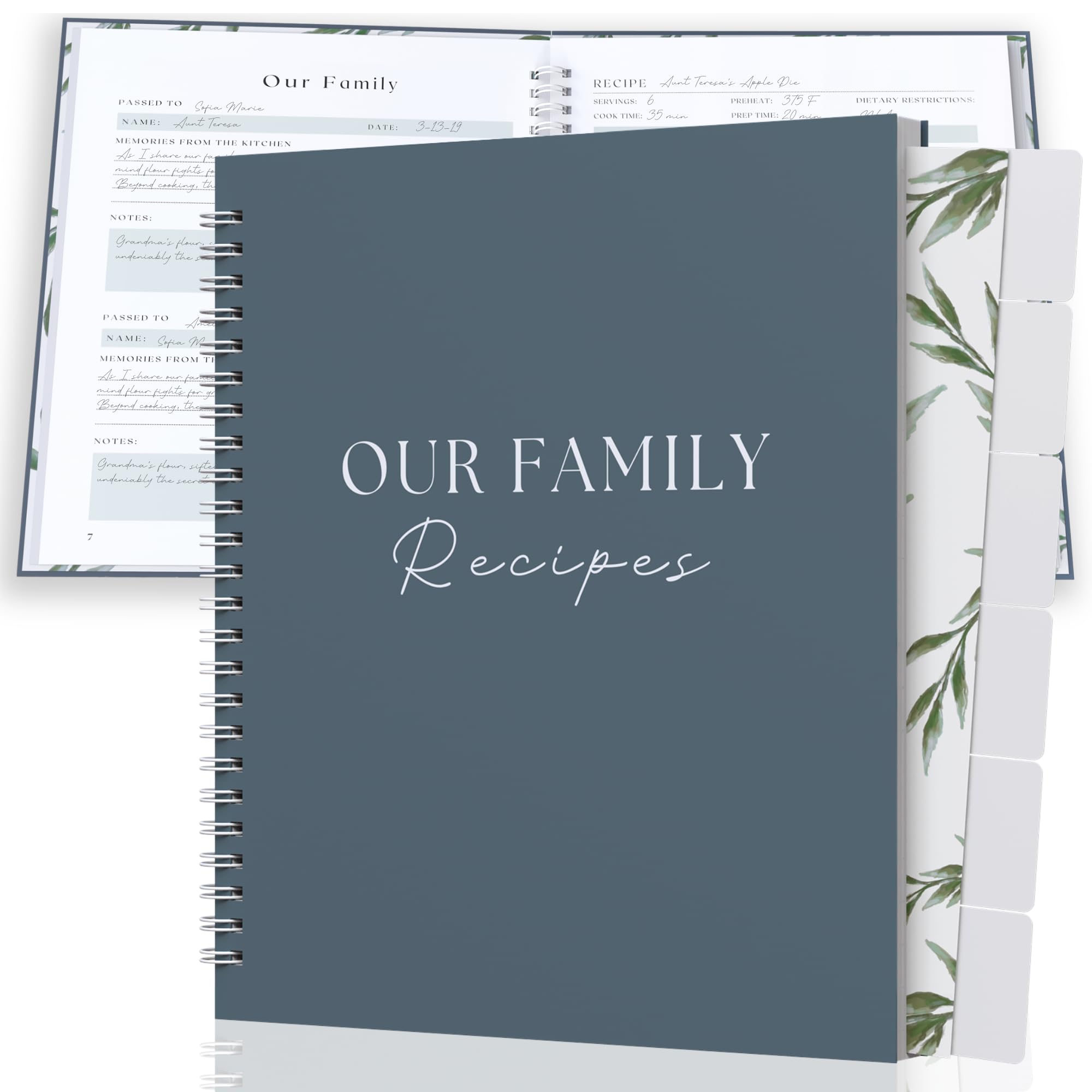 Paige McRae Recipe Book cover showing a durable keepsake for family recipes.