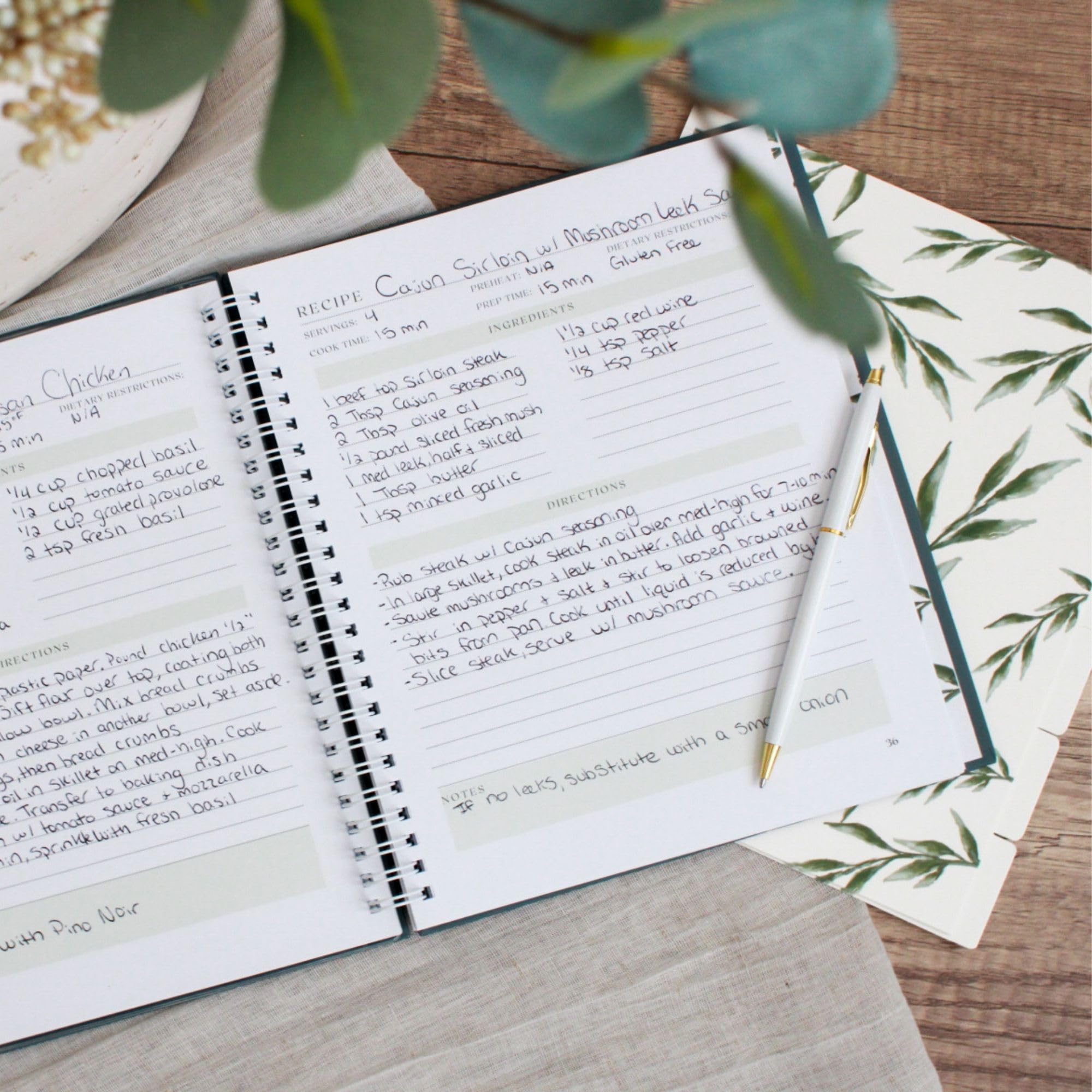 Paige McRae Recipe Book hardcover emphasizes long lasting storage for cherished notes.